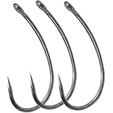 Barbless Fishing Hooks, 50/150pcs Carp Fishing Hooks Trout Hooks Circle Hooks Curve Shank Crank Fly Tying Hooks Carp Hair Fishing Bait Rigs for Freshwater Saltwater Fishing
