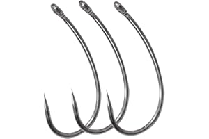 AGOOL Barbless Fishing Hooks, 50/150pcs Carp Fishing Hooks Trout Hooks Circle Hooks Curve Shank Crank Fly Tying Hooks Carp Hair Fishing Bait Rigs for Freshwater Saltwater Fishing