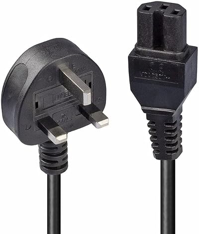 LINDY 2m UK Mains 3 Pin to IEC C15 Power Cable Kettle Lead Black