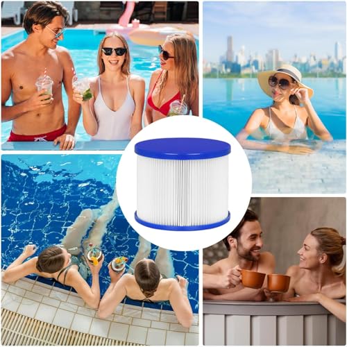 Luazuri Replacement Filter Cartridges for Spa Filter, Whirlpool Filter for Inflatable Hot Tubs & Massage Pools Compatible with All Relxtime, Alexo, Wejoy, Aquaspa Hot Tub (4 Filters + 2 Filter Bags)