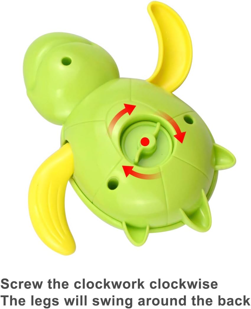 NATCUE 3PCS Baby Bath Toys - Clockwork Turtle & Wind Up Swimming Turtle for Toddlers Boys & Girls, Yellow, Small - Image 4