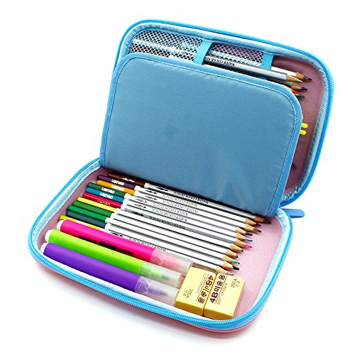 SOOCUTE Mermaid Big Capacity Hardtop Pencil Case with Compartment - Cute School Stationery Supply Organizer Box Pen Holder for Kids Girls Toddlers (Light Pink)