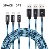 USB Type C Cable 10ft, USB C to USB A Fast Charger,Long Nylon Braided Fast Charging and Data Sync Cord Compatible Galaxy S10, S8, S8+, S9,S9+,Note 8 9,LG V20 G5 G6, Pixel,MacBook, Nintendo Switch