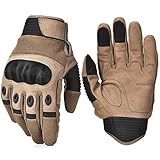 REEBOW TACTICAL Army Military Hard Knuckle Tactical Combat Full Finger Gloves, Large, Tan