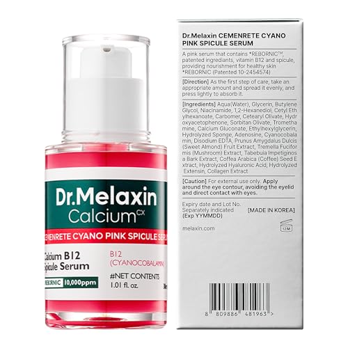 Dr.Melaxin Cyano Pink Spicule Serum with Vitamin B12, Liquid Microneedle Facial Treatment for Enlarged Pores, Niacinamide for Texture Refining & Renewal, 1.01 fl.oz