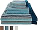 SUPERIOR Collection Luxurious Stripes Combed Cotton 6-Piece Towel Set, Seafoam