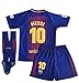 Petersocks 10 Messi Barcelona Home Kids Or Youth Soccer Jersey & Shorts & Socks Set 2017-2018 Season Red/Blue 9-10Years