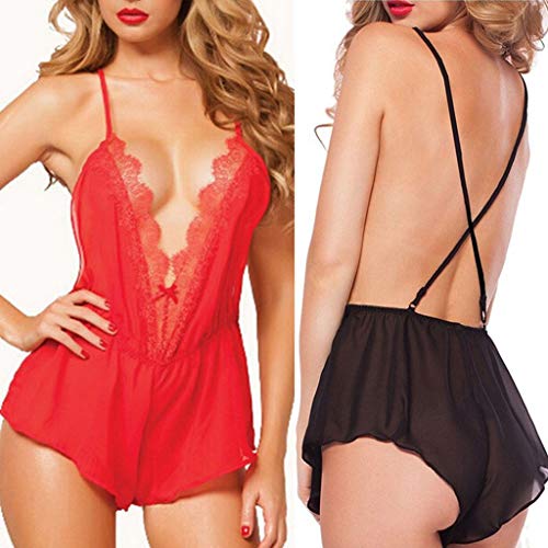 New Fashion 1Pcs Women Sexy Costumes Lingerie Babydoll Lace Backless Halter Women Nightwear Dress 2 Colors Porno Lenceria Erotic Langer