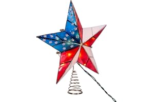 Kurt S. Adler UL3142 9.84" Brass Plated American Flag Inspired Capiz Star Tree Topper