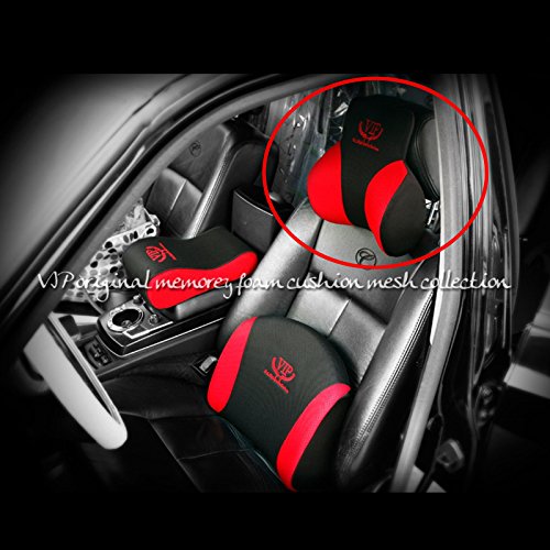 VIP Red Black Mesh Memory Form Car Seat Cushions Head Neck Rest Cushion Pillow Pad for Car Motors Auto Vehicle(1pack)