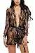 Avidlove Women's Lace Kimono Sexy Nightgown Transparent Mesh lingerie,Black,XX-Large