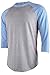 TL Men's Basic 3/4 Sleeve Baseball Top Fitted Tri-blend Raglan T-Shirt LTGREY_BLUE XL