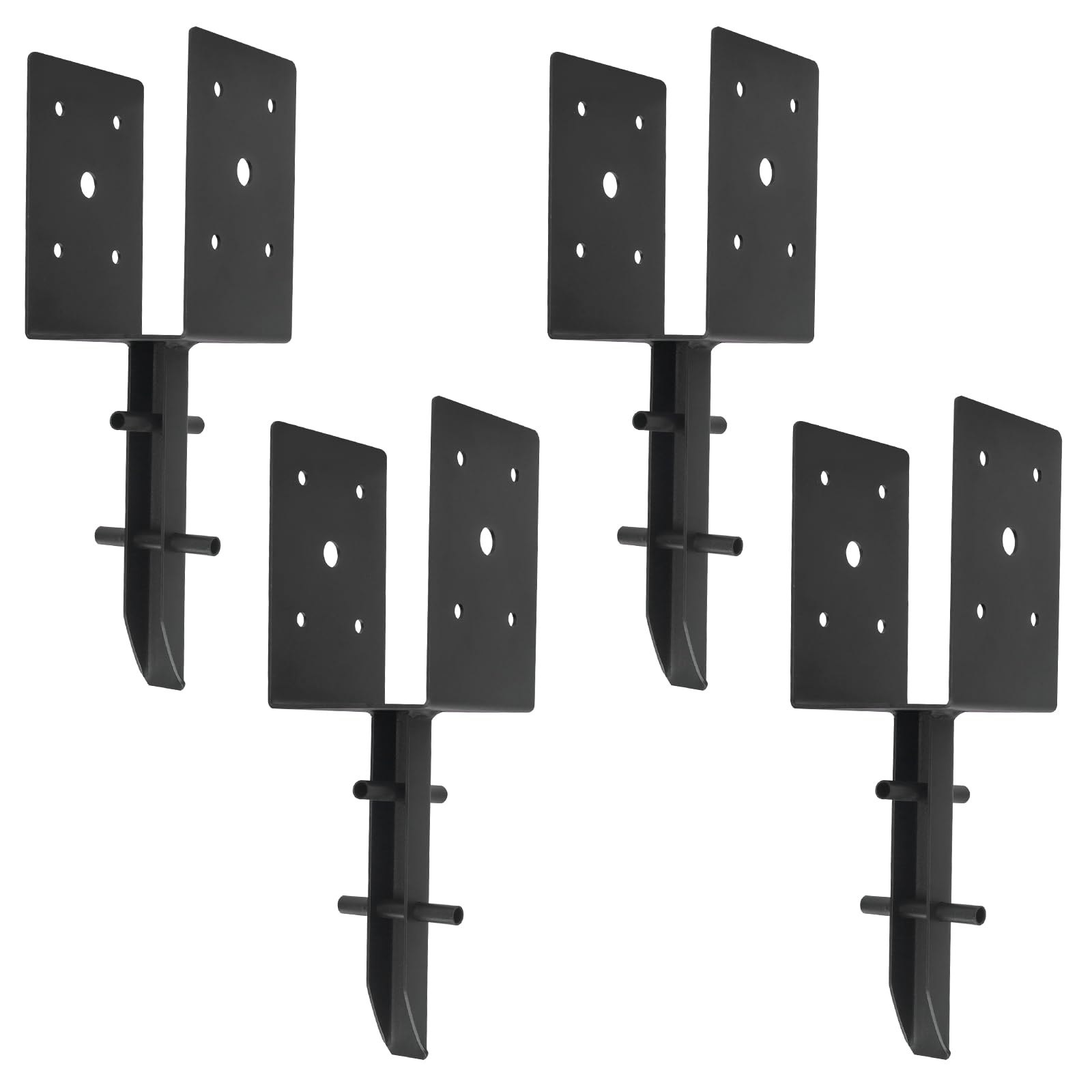 Photo 1 of Nrspp 4x4 Concrete Post Anchor 4 Pcs(Inner Dia 3.6"x3.6") U Shape Fence Post Holder Ground Spike Metal Black Powder Coated Post Base
