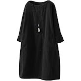 Minibee Women's Oversize Tunic Dress Corduroy Long Sleeve Tops with Pockets