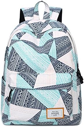 Mrizu Retro Book Bag Middle School Backpack for Girls Blue