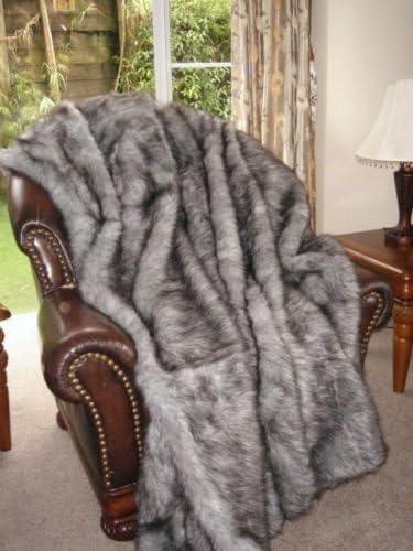 Starose Fake Fox Fur Throw Blanket Fox Faux Fur Throw Blanket Gray Lounge Blanket 51'x59 Fake Fur Thorw Blanket