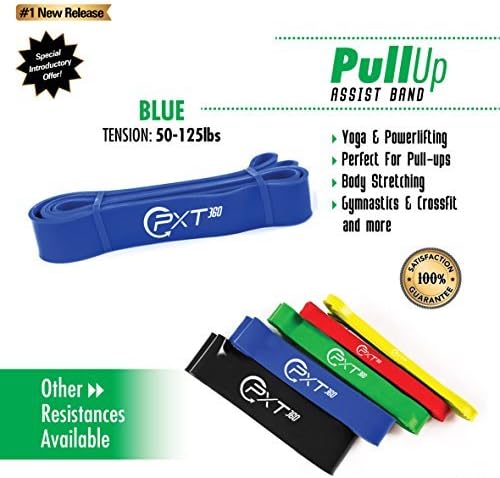 PXT360 Pull Up Assistance Bands: Blue Pullup Resistance Strap, 50-125 Pounds Tension, 1.75’’, Pull Up Bar Bands Home Gym Equipment for Strength Training, Crossfit, Arms and Legs Exercises