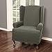 Maytex Pixel Ultra-Soft Stretch Textured Mini Dot 1-Piece Wing Chair Furniture Cover Slipcover, Dusty Olive Green
