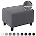 Turquoize Stretch Ottoman Cover Ottoman Slipcover Sofa Cover Footstool Protector Storage Ottoman Covers Furniture Protector Soft Rectangle slipcover with Elastic Bottom (Large,Charcoal Gray)