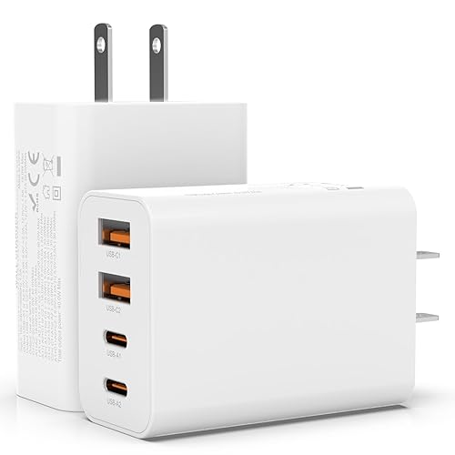 2Pack USB C Charger Block, 40W Fast USB C Wall Charger 4-Port PD Power Adapter + QC Wall Plug Multiport Type C Charging Block Cube for iPhone 17 16 15 Pro Max XR XS 8 7, iPad, Galaxy, Tablet - White