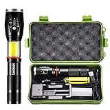LED Tactical COB Flashlight, Ledeak CREE T6 1000 Lumens Ultra Bright Powerful Tail Magnet Flashlight, 6 Modes Waterproof Handheld Zoomable Work Light, Rechargeable Battery + USB Charger Included