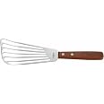 Winco Fish Stainless Steel Commercial Spatula | Dishwasher safe, Slotted design for efficient drainage, Wooden handle for com