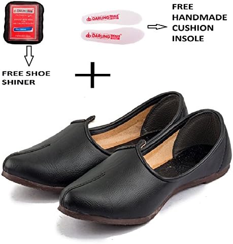 DARLING DEALS Men"s Leather Punjabi Jutti Mojari Indian Dress Wedding Shoes Black