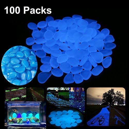 AUSAYE Glow in the Dark Pebbles 100pcs Outdoor Garden Decor Yard Glow Rocks Stones Luminous Pebbles for Fairy Garden, Walkways, Driveway, Path, Fish Tank Aquarium DIY Decorations Gravel