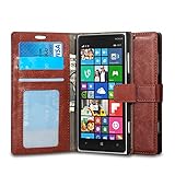 Nokia Lumia 830 Case, J&D [Stand View] Lumia 830 Wallet Case [Slim Fit] [Stand Feature] Premium Protective Case Wallet Leather Case for Nokia Lumia 830 (Brown)