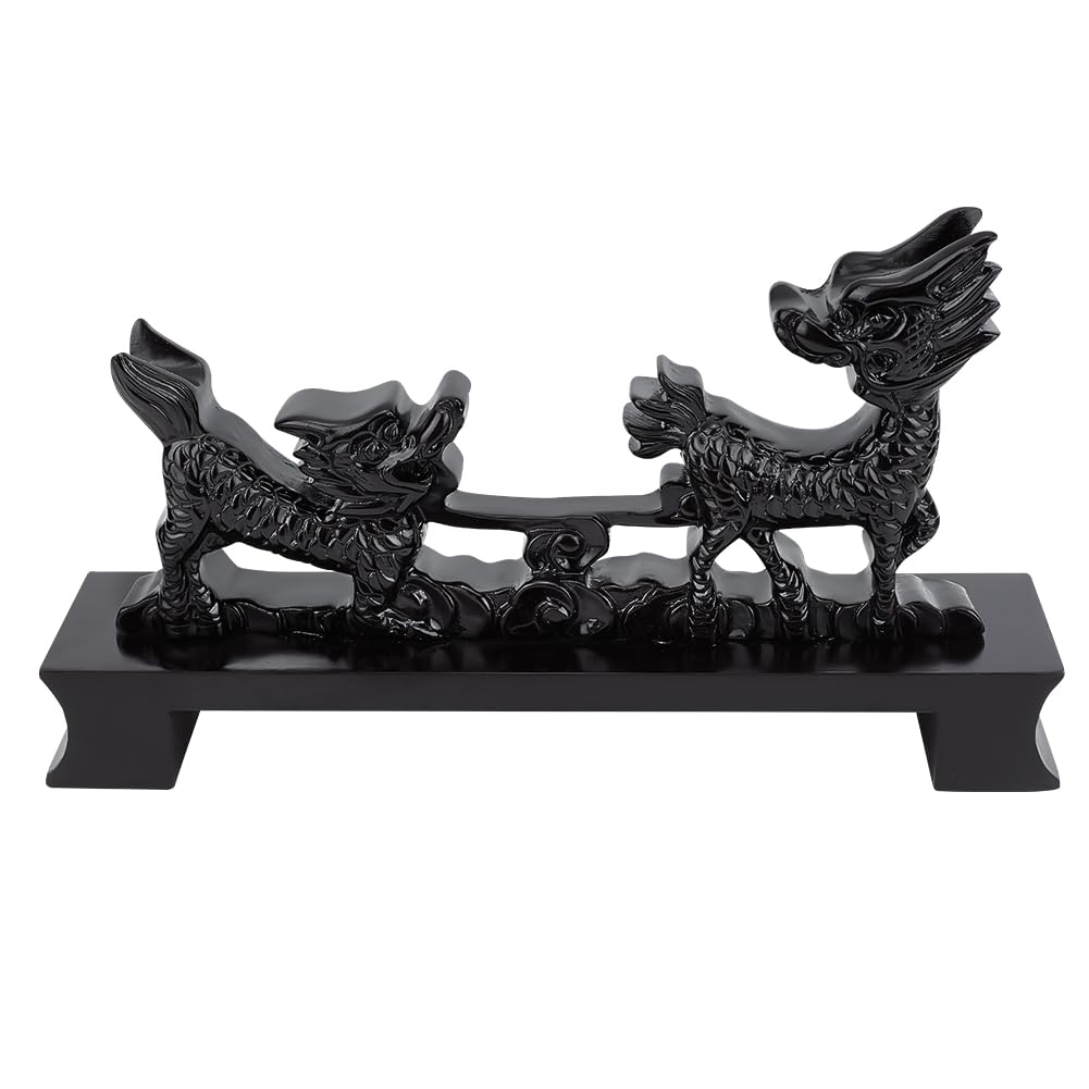 OLYCRAFT One-Layer Black Sword Display Stand - Desktop Samurai Holder With Kylin Design for 35cm Long Katana Tanto