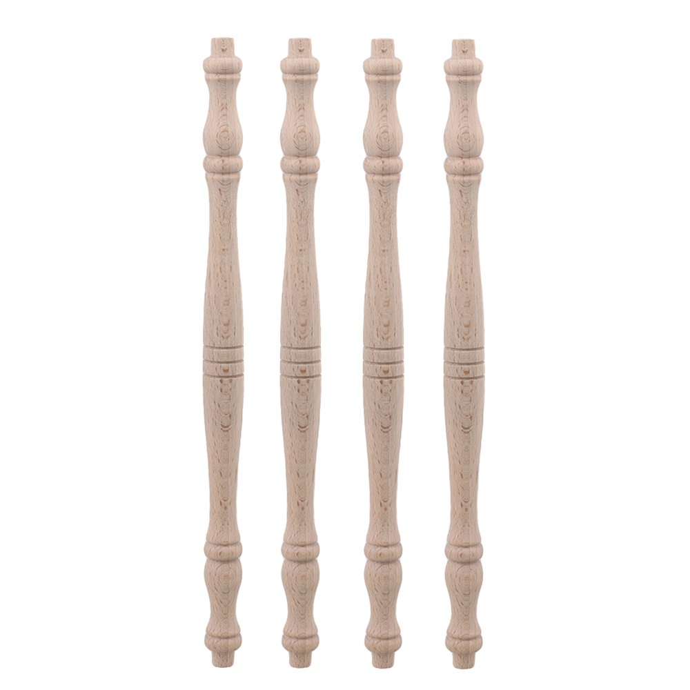 Yibuy 4 pcs Cabinet Accessories 27.5cm Unfinished Wood Natural Wooden Spindle