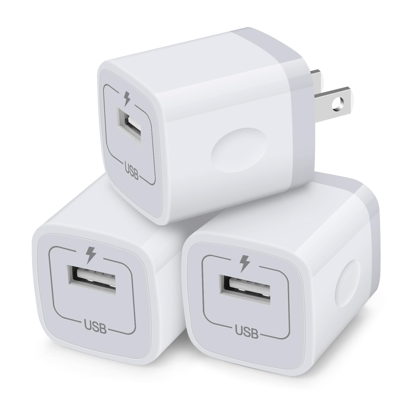 Charging Blocks for iPhone, Charger Box Sicodo 3Pack Plug in Phone Charger One Port USB Power Adapter Cell Phone Brick Charging Cube for iPhone 16 15 14 13 12 X,Samsung Galaxy S25 A16 5G S24 FE 23 S22
