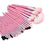 Glow 30 Pc Professional Wooden Handle Make up Brushes Set in Pink Case