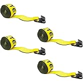 Mytee Products Winch Straps 4" x 30' Yellow Heavy Duty Tie Down w/Flat Hooks WLL# 5400 lbs | 4 Inch Cargo Control for Flatbed Truck Utility Trailer (4 Pack)