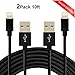 2Pack 10Ft Nylon Braided 8Pin iPhone Lightning to USB Charging Cable Fast Charger Cord with Aluminum Connector for iPhone 5/5s/5c/6/6s Plus/SE, iPad mini/Air/Pro iPod touch. (2pack 10ft black)