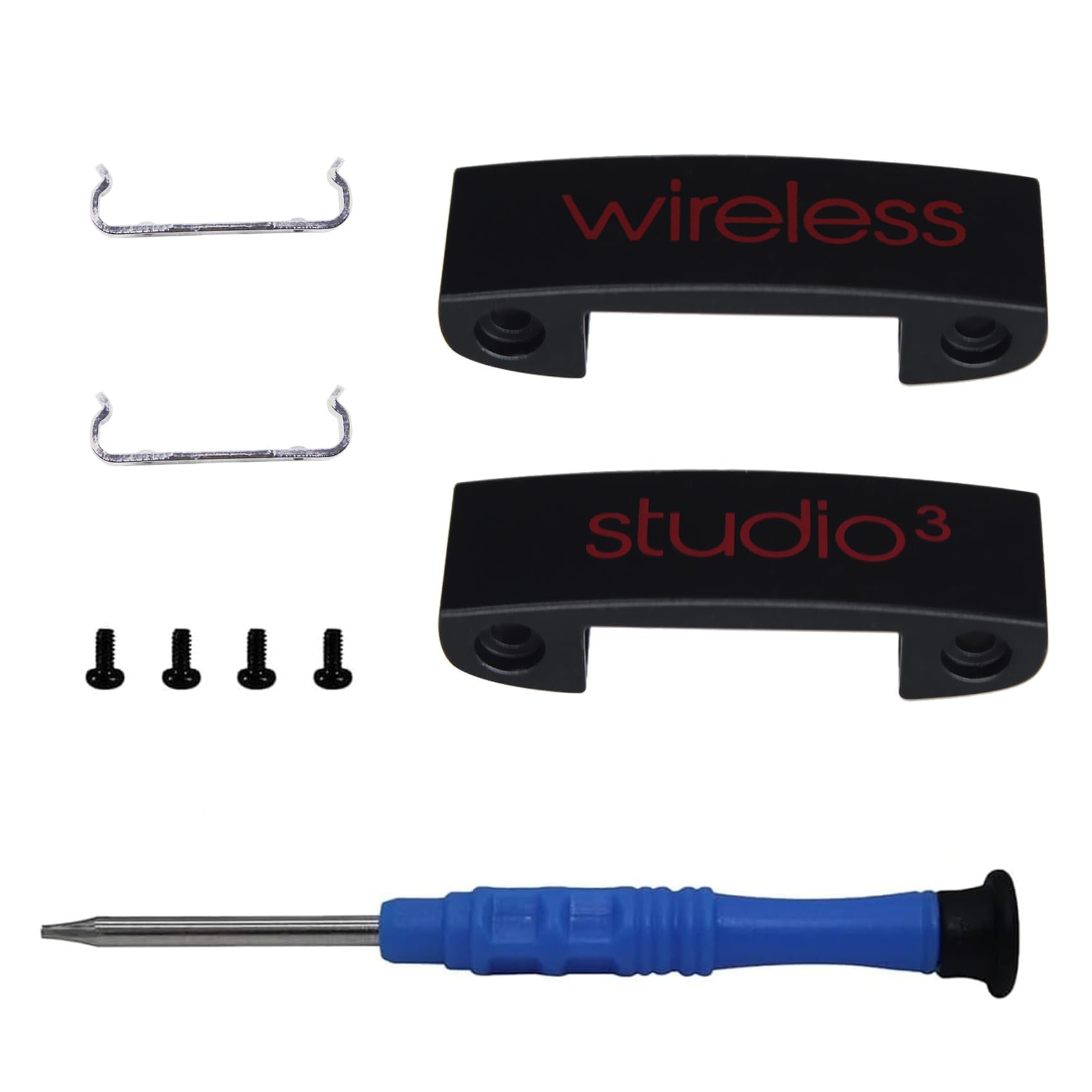 Replacement Headband Metal Folding Hinge Clip Cover Pin Repair Parts Set Compatible with Studio 3 Studio 3.0 Wireless Over-Ear Headphones (Black+Red)