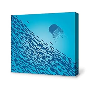 Canvas Wall Art A School of Fish Pictures Home Wall Decorations for Bedroom Living Room Paintings Canvas Prints Framed - 12x12 inches