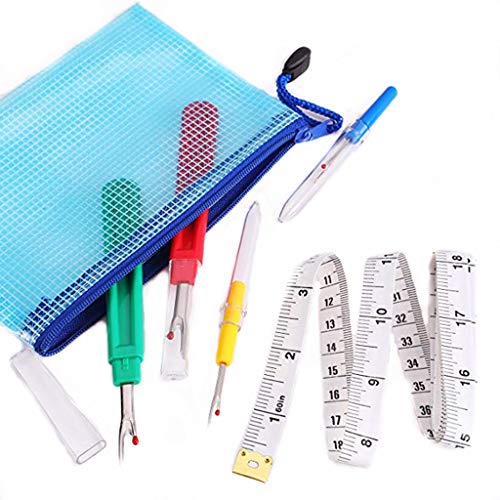 Kasmena 40Pcs Colorful Hand Sewing Seam Ripper,Thread Stitch Remover Tool,Cross Stitch/Embroidery Hand Needles,Soft Tape Measure and Storage Bag for Sewing and Craft Art Work