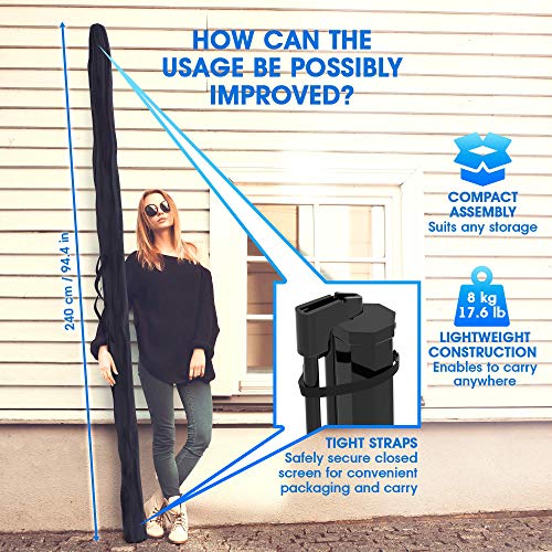 Projector Screen with Stand 100in, Indoor and Outdoor Projection Screen for Movie/Office Presentation, 16:9 HD Premium Wrinkle, Tripod Screen for Projector with Carry Bag and Tight Straps (Renewed)