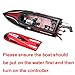 SZJJX RC Boat 2.4GHz 4 Channels Remote Control Electric Racing Boat 30KM/H High Speed Automatically 180 Degree Flipping Transmitter with LCD Screen Red