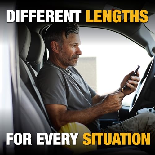 DEWALT USB C Cable, Premium trenzado de nylon USB A a tipo C Cable cargador de carga rápida para el iPhone 16 Series, iPhone 15 Series, Samsung Galaxy S10 S10 + / Nota 9, LG V30 (USB 2.0, Negro)