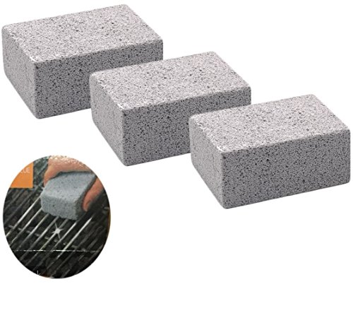 3 Pack 100% Ecological Odorless Grilling Stone Cleaner,Removes Encrusted Greases, Stains, Residues, Dirt,Reusable De-Scaling Stones