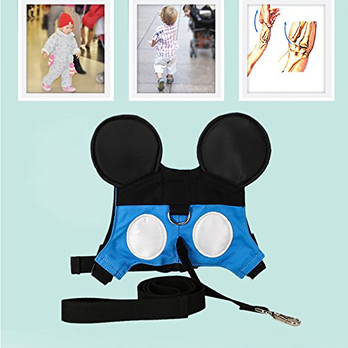 MPAYIXUNGS Baby Safety walking Harness-Child Toddler Anti-lost Belt Harness Reins Toddler Anti-lost Belt with Safety Leash Mini Strap for Boys and Girls (Blue) QE00-4