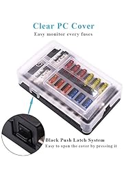 Caja de fusibles con luz LED a prueba de salpicaduras para coche barco marino DC 32V