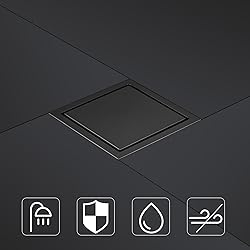 Bmvlffs 4 Inch Shower Drain Matte Black with Tile