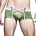sandbank Men's Sexy Lingerie Cotton Tie Rope Cute Boxer Brief Underwear Panties (US M=Asian Tag XL,Army Green#1)