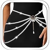 Abien Pearl Waist Chain Layered Pearls Body Chain Pearl Belly Chain Bikini Body Jewelry for Women for Dresses