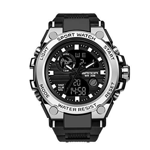Clearance! Hot Sale! â¤Sanda Men Sport Watch Dual Display Analog Digital LED Electronic Wrist Watches for Father Men Student Youth Teens Boyfriend Lover's Birthday Anniversary Gift Under 10 Dollars
