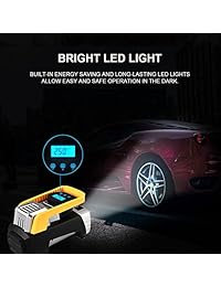 Rourlinge Bomba de aire de 12 V CC, 150 PSI, pantalla digital para coche, inflador de neumáticos con presión, medidor de apagado automático y luz de emergencia para neumáticos de coche, motocicleta, bicicleta