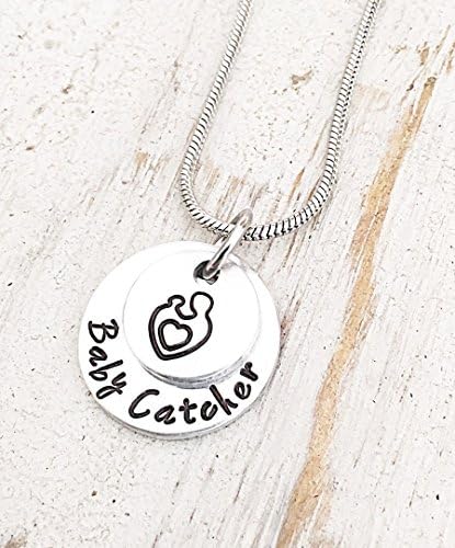 Unique Hand Stamped Nurse Doula Midwife Charm Jewelry Necklace "Baby Catcher"